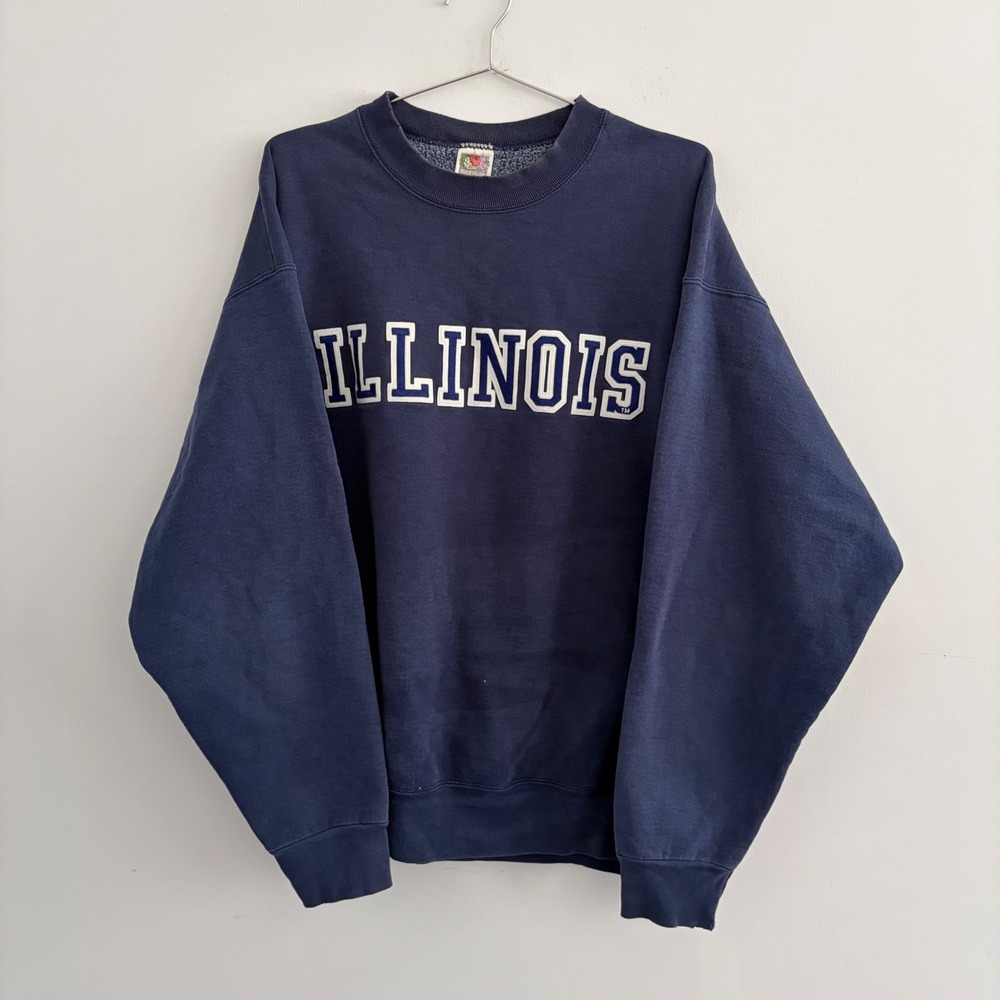 Vintage Fruit of the Loom Illinois Super Cotton Sweatshirt Navy XL